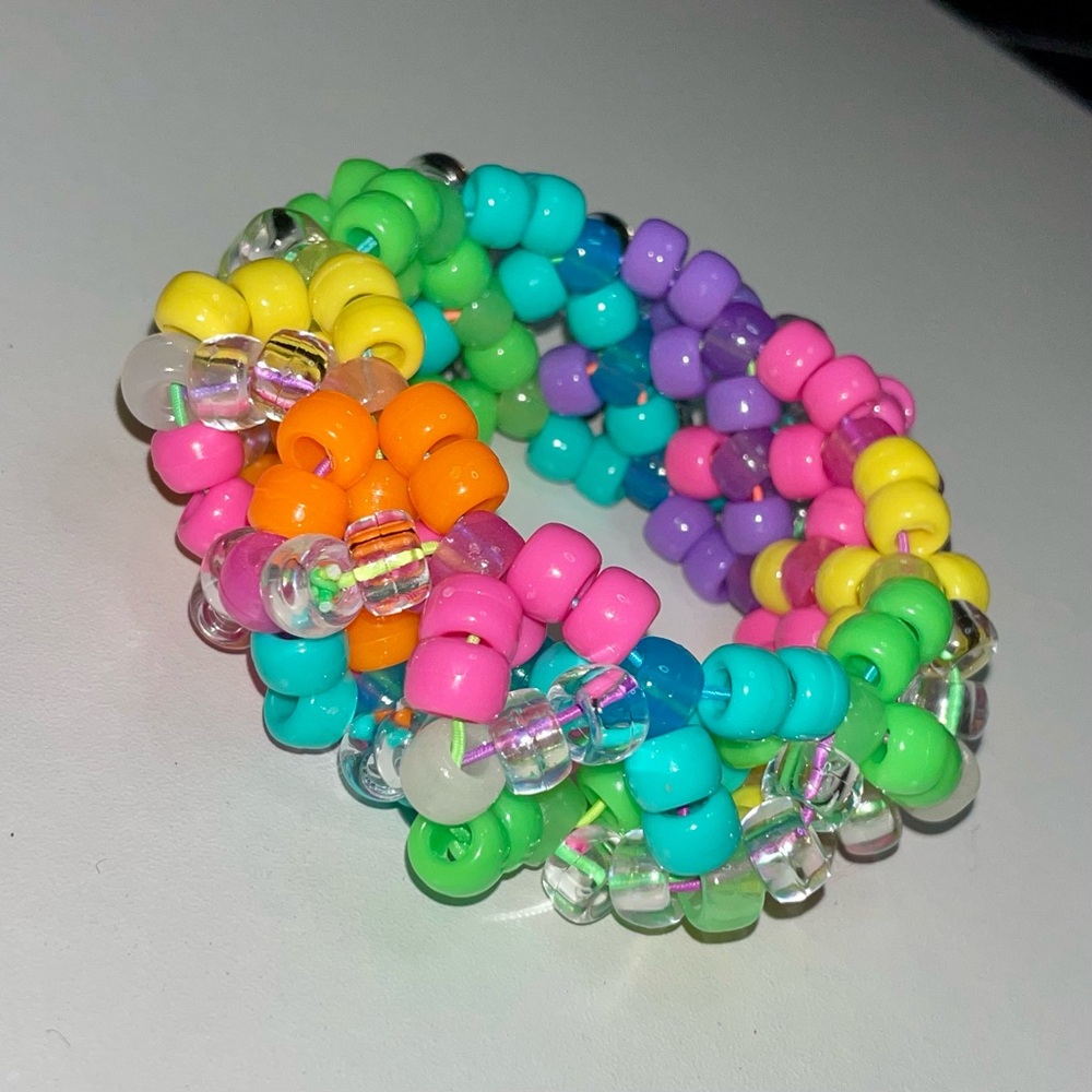 Kandi Rave Bracelet | neon rainbow (UV reactive, glow in the dark)